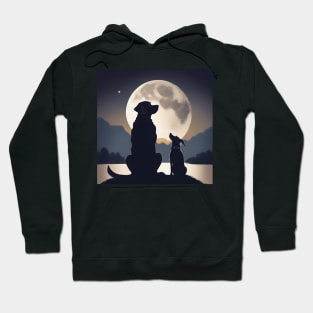 two dogs and one moon Hoodie